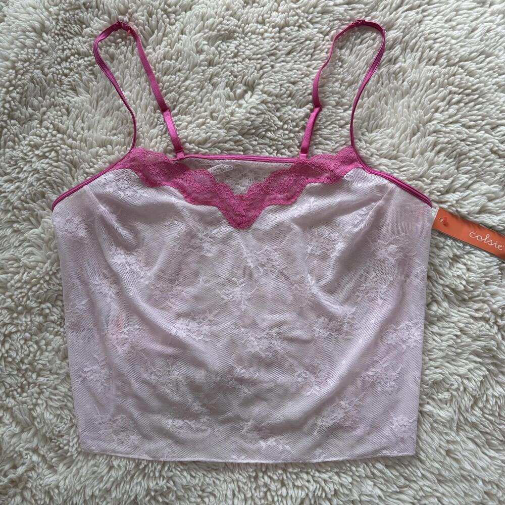 Colsie Pink Lace Trim Sleep Camisole - Size M - NWT